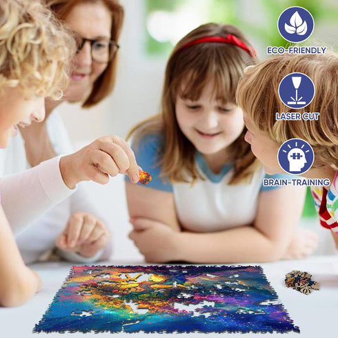 200 11.3x11.1in, MYS AUR Wooden Puzzles for Adults, Colorful Tree of Life Jigsaw Puzzles Piece, Unique Shaped Wood