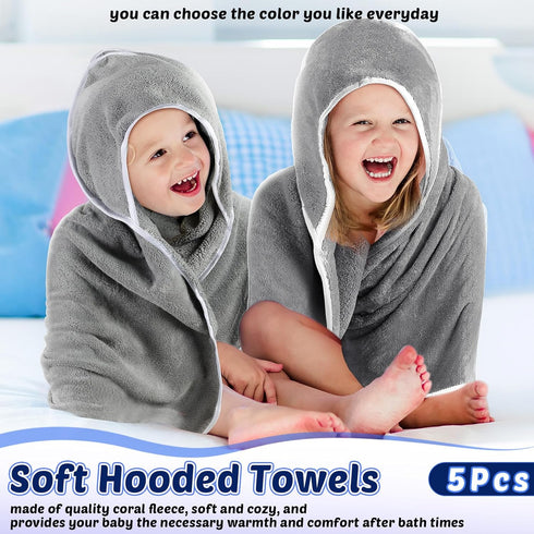 5 15 Count Sets, Buryeah Pcs Baby Bath Towel and Baby Washcloths Hooded Towels for Newborns Infants and Toddlers Soft