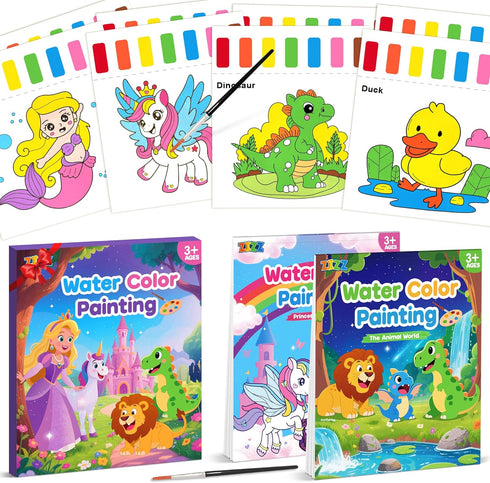 2 Pack Set 3 4 5 6 7 8 Paint with Water Coloring Books for Kids: Watercolor Painting Books for Ages Toddler Girl Boys