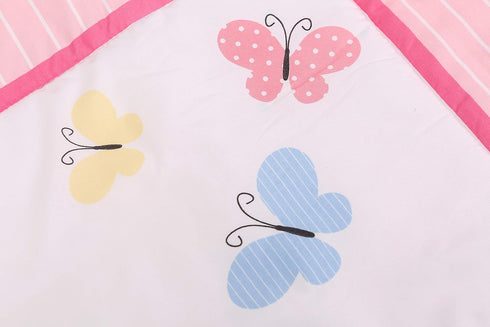 JAHbaby 3 Set Set PCs Pink Embroidery Elephant Nursery Crib Bedding Quilt Fitted Sheet Skirt Baby Girl Elephant Themed