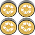 RC Car Drift Tires, 4PCS 6 Spoke Plastic Wheel Rims with Rubber Tires for 1/10 RC Drift Car (Golden)