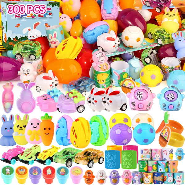 KPHNGB 300 PCS Bulk Prefilled Easter Eggs with Toys for Kids- Easter Basket