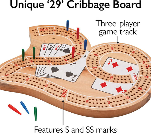Mainstreet Classics Wooden Cribbage Board Game Set "29"