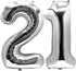 Big Giant Jumbo Silver Number 21 Foil Mylar Balloons - 40 Inch for Girl Women Men 21st Birthday Party Supplies & 21