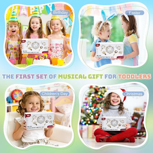 1-3: 6pcs Baby Musical Toys for Toddlers Montessori Kids Musical Instruments Infant Baby Teething Toy with Rattle