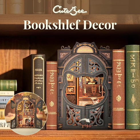 (Count CUTEBEE DIY Book Nook Kit, Miniature House Kits for Adult and Teens, DIY Miniature Book Nook kit with Sensor Led
