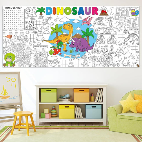 Naozinebi Dinosaur Giant Coloring Poster for Large Coloring Tablecloth Big Paper Sheets Page Dino Table Cloth DIY