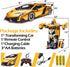 AMENON Remote Control Transform Car Robot Boys Toys with Lights, 2.4Ghz 1:18 Rechargeable 360° Rotating Race Car