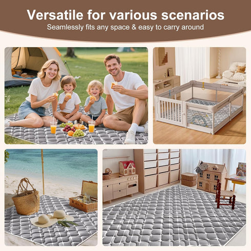 65" 50",Premium Baby Play Mat - X Thicker Foam One-Piece Machine Washable, Extra Large Anti-Slip Soft Cushioning Foam