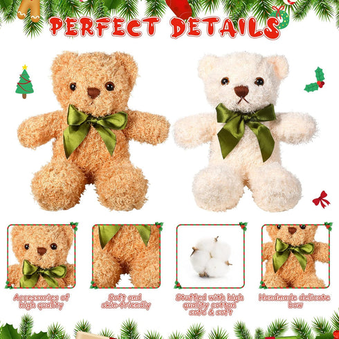 HyDren 18 Pack Bear Stuffed Animals - 10 Inch Plush Bears with Bow Tie for Baby Shower Birthday Party Favors (Beige,