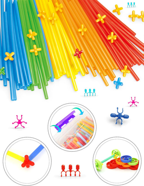 Straw Constructor Toy STEM Building Toys Set - 600P Interlocking Plastic Educational Engineering Kit for 3-12 Years Boy