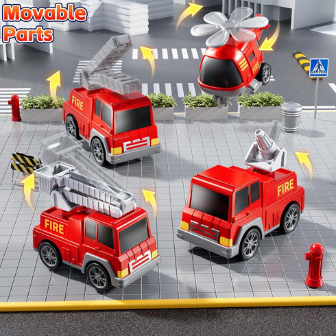 1-3 3-5, 5-in-1 Set 1 2 3 4 5 6 3-9 Fire Truck Toys for Toddler Fire Car Carrier Vehicle for Girls Years Old, Transport