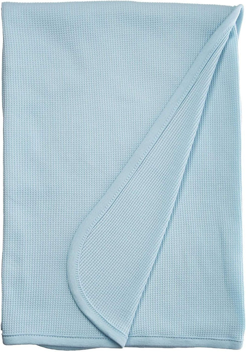 American Baby Company 100% Cotton Thermal Waffle Toddler Cot Blanket, Soft & Breathable, Blue, 36" x 48"