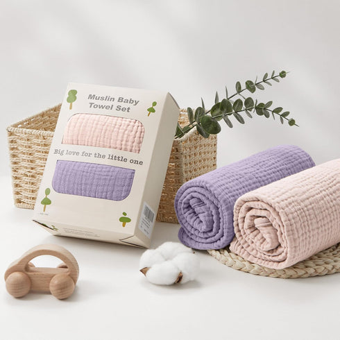 2 Pack 100% 30x30 Inch Susurration Hooded Baby Towels for Newborn Muslin Cotton Towel for BabiesHighly Absorbent