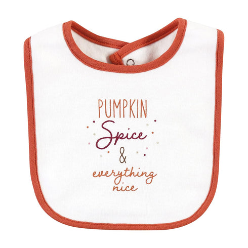 Hudson Baby Unisex Cotton Bibs in Pumpkin Spice - One Size Fits All