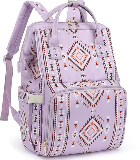 Xunteny Boho Diaper Bag Backpack for Mom Dad, Multifunctional Bohemia Baby Nappy Backpack