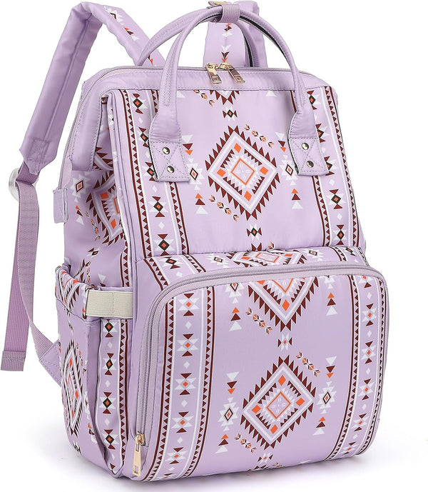Xunteny Boho Diaper Bag Backpack for Mom Dad, Multifunctional Bohemia Baby Nappy Backpack