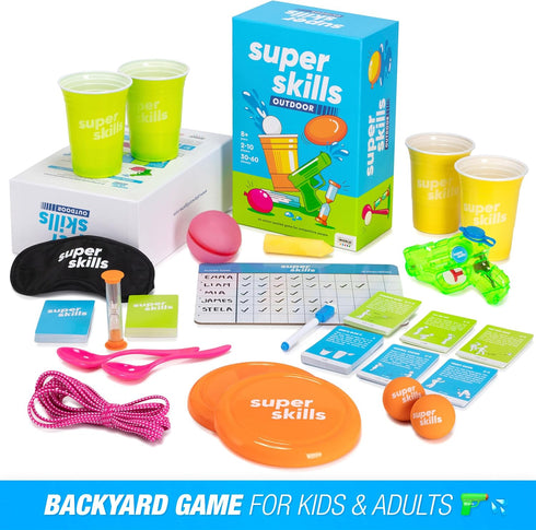 Summer 8 Super Skills Outdoor Yard Game Backyard Games for Kids and Up, Teens & Adults - Fun Water Party for The Whole