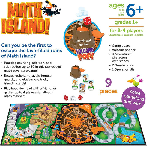 Learning Resources Math Island Addition & Subtraction Game - 8 Pieces, Educational Indoor Games for Age 6+