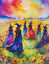 500 Springbok's Witches Gathering Piece Puzzle for Adults is a Watercolor Image of Witches Gathering in a Blossoming