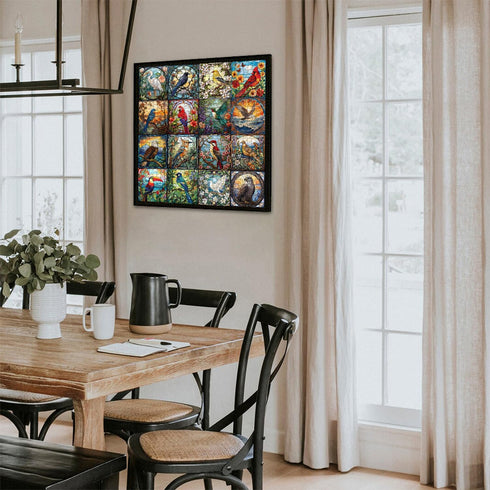 Stained Glass Puzzles for Adults 1000 Pieces - Bird Puzzles with Cardinal Parrot Hummingbird, Challenging Jigsaw