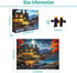 1000 Piece Puzzle for Adults - Moonlight Cabin Lake View Painting Jigsaw Puzzles, Cozy Silent Night Puzzle