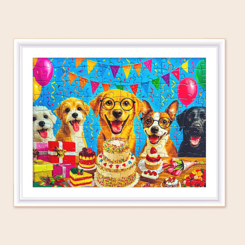 100 6-8 8-10, Piece Puzzles for Kids Ages Jigsaw Puzzles for Adults Seniors - Puppy Birthday Party