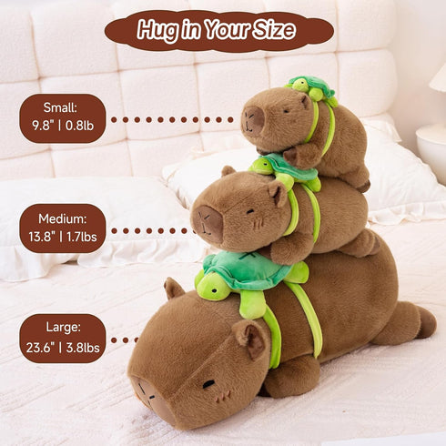 Backpack, 9.8 Inch, 0.8 Lb SQEQE Weighted Stuffed Animals Capybara Plush, Weighted Capybara Stuffed Animals with Turtle