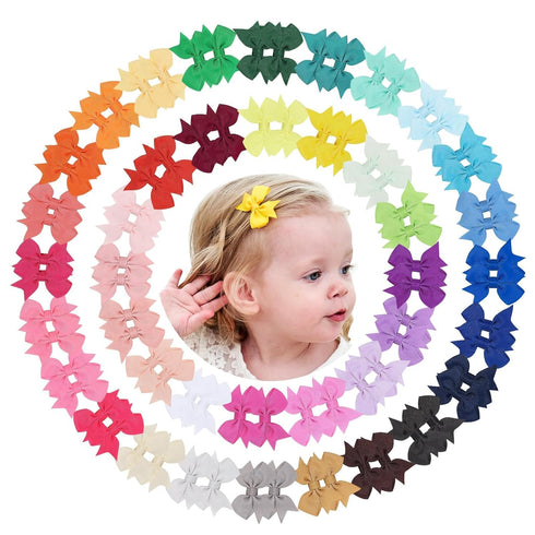 doboi 80PCS Baby Girls Fully Lined Grosgrain Mini Hair Bows Clips, Set of 40 Pairs