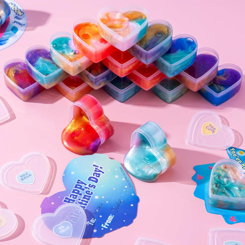 30 JOYIN PCS Valentine Day Gift Cards with Galaxy Slime Stress Relief Fidget Toys for Kids Classroom Exchange Prizes