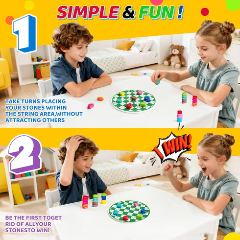 Oriventa 2-in-1 20 (10 8-12, Magnetic Chess Game with Silicone Board & String, Colorful Magnetic Stones Colors)