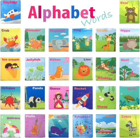 MoraBaby 26 0 1 2 3 Pieces Soft Alphabet Cards with Cloth Storage Bag for Babies Infants, Toddlers and Kids ABCs