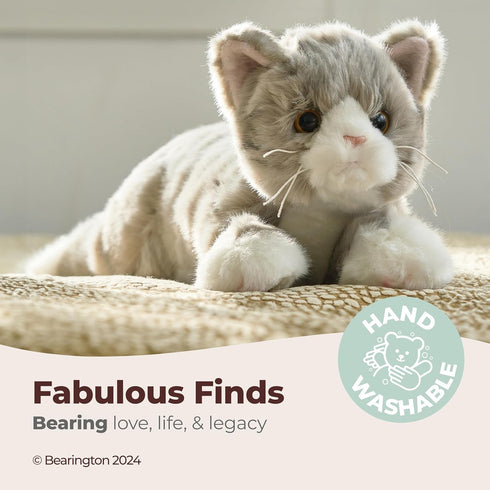 Bearington Collection Plush Cat, 15-in, Realistic Stuffed Toy, Grey