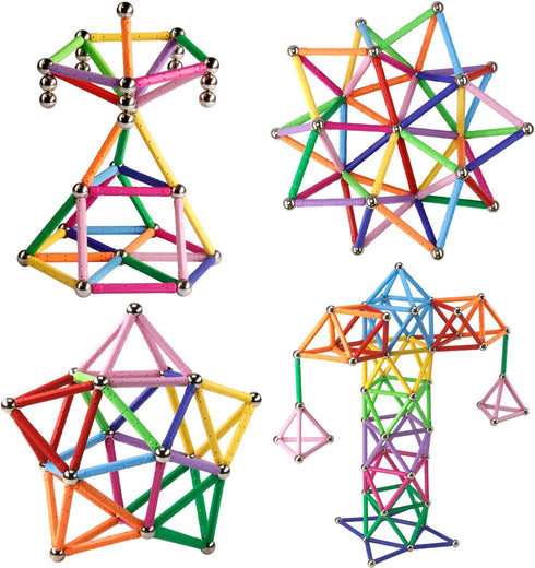 MONILON 160 Set 3D Pcs Magnet Building Sticks Kids Toys, Lengthen Magnetic Construction Building Blocks Brain Training