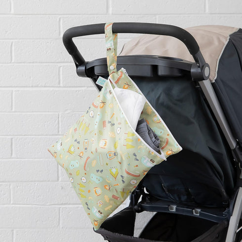 Bumkins Waterproof Wet Dry Bag for Baby, Travel, Swim Suit, Cloth Diapers, Reusable Zip Packing Pouch