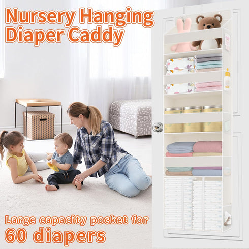 TAHAVICE 5-Tier 10 Closet Over The Door Organizer with Mesh Pockets | Large Capacity Hanging Storage for Baby Diapers