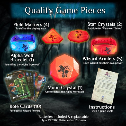 A Magical Glow-in-The-Dark Outdoor Game: Wizards & Werewolves | 4-10 Players | Scavenger Hunt for Kids