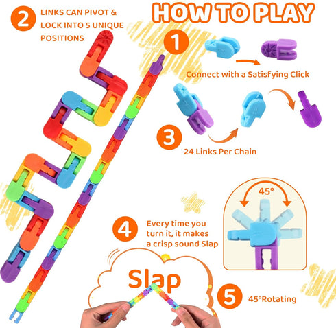 FUIYKA 30pcs Wacky Track Fidget Toys Bulk for Kids: Snap and Click Sensory Puzzle, Goodie Bag, Treasure Box Prizes