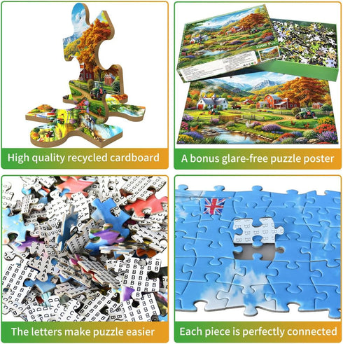 1000 Country 1000 HUADADA Piece Puzzles for Adults - Life - Jigsaw Puzzles for Adults Piece Educational Games Colorful