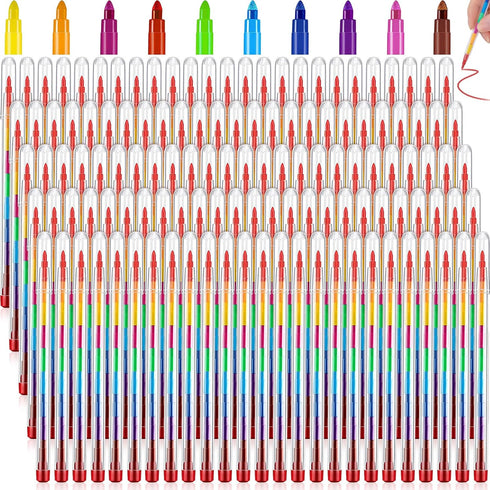 Teling 140 Pieces Colorful Stackable Buildable Crayons 11 Interchangeable Colors Pencils Party