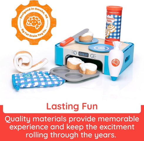 Set, Sets 3 7 Fat Brain Toys Pretendables Cinnamon Roll Pretend Play Food for Kids Kitchen, Imaginative Play Kitchen