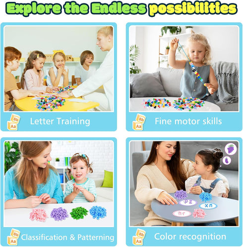 278 10 18 3+, Pcs Lacing Letters Beads, Lowercase Alphabet Learning Toys, Color Rainbow Alphabet Beads with Laces