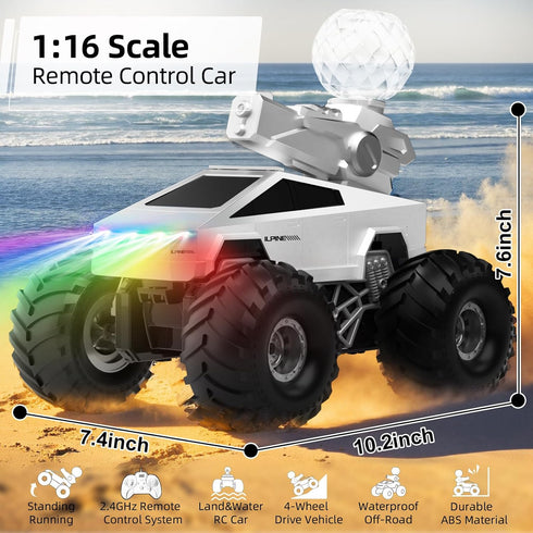 iFldnnry 1:16 2.4GHz 22KM/H 4WD 6 7 8 9 10+ Remote Control Car RC Truck - Amphibious Fast Car with Water Cannon