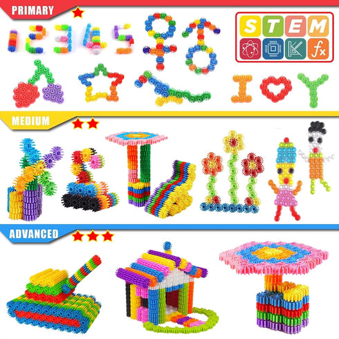Gears Interlocking Learning Set, 180 Pcs STEM Construction Toy Set for Kids, 10 Colors