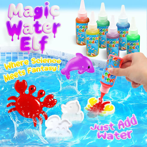 20 24 Set, Flavery Magic Water Elf Toy Kit, Fairy Water Gel Kit with Magic Gels and Shape Molds, Craft for Kids, Aqua
