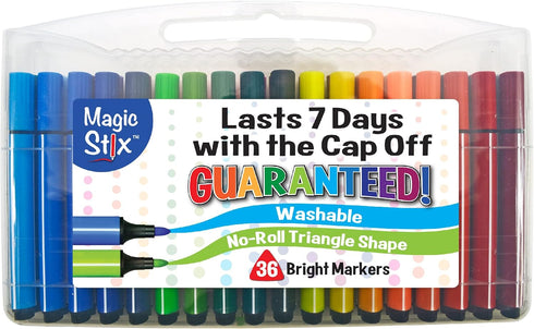The Pencil Grip Magic Tri Stix, Non-Toxic Washable Markers For Kids, 36 Assorted Stix Markers