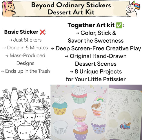 Set 4-10 8 Together Art Dessert Color Your Own Storytelling Sticker Kit Coloring Your Own Stickers DIY for Kids