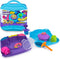 Kinetic Sand SquishMotion Playset with 1lb Pink, Yellow, Blue Play Sand, 5 Tools, Storage Case, Sensory Toys