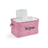 Baskets for Organizing Wipes and Newborn Essentials, Pink Linen Diaper and Wipes Organizer, 9 x 6 x 5.5 Inches