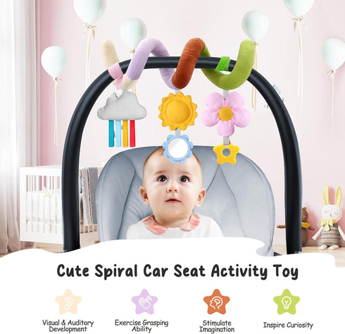 Stuffed Spiral Baby Car Seat Toys, Best Newborn Shower Gifts, Soft Infant Essentials Must Have Stroller Hanging Toys